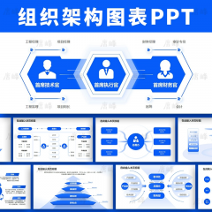 互联网高端组织逻辑架构图简约蓝色图表